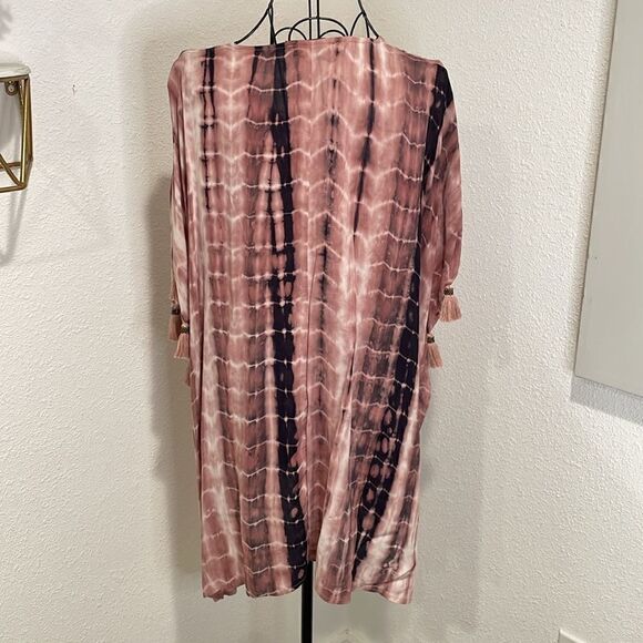 olivaceous tie dye coverup dress with lace front and tassles | size S | NWOT - Picture 6 of 7